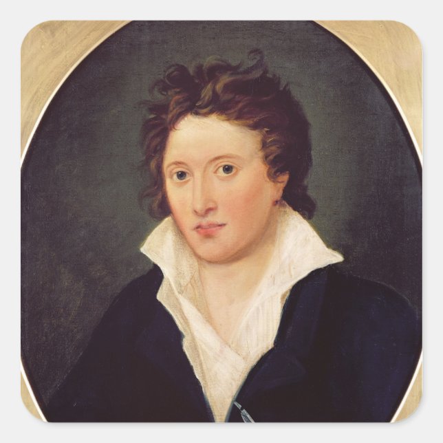 Portrait von Percy Bysshe Shelley, 1819 Quadratischer Aufkleber (Vorderseite)