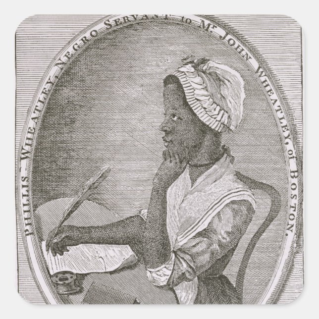 Portrait von Phillis Wheatley Quadratischer Aufkleber (Vorderseite)