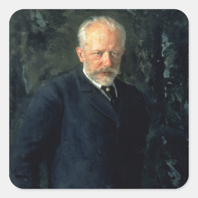 Portrait von Piotr Ilyich Tchaikovsky Quadratischer Aufkleber (Vorderseite)