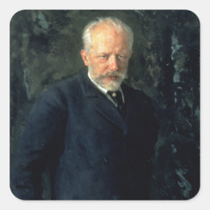 Portrait von Piotr Ilyich Tchaikovsky Quadratischer Aufkleber