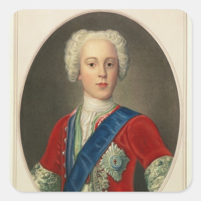 Portrait von Prinz Charles Edward Quadratischer Aufkleber (Vorderseite)