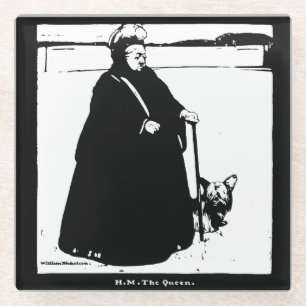 Portrait von Queen Victoria und Yorkie Dog Glasuntersetzer