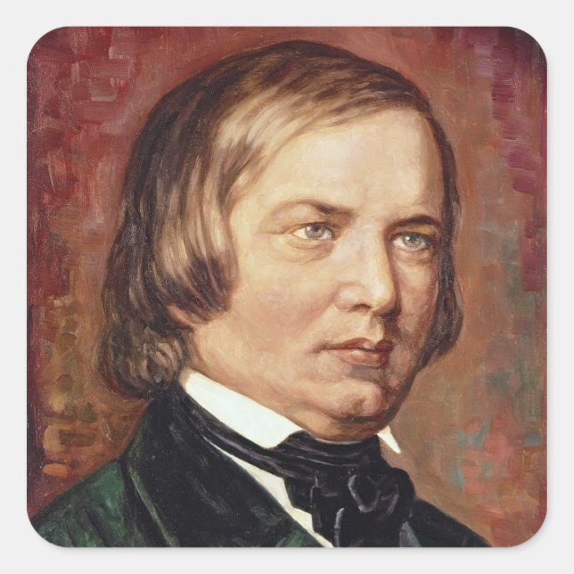 Portrait von Robert Schumann Quadratischer Aufkleber (Vorderseite)