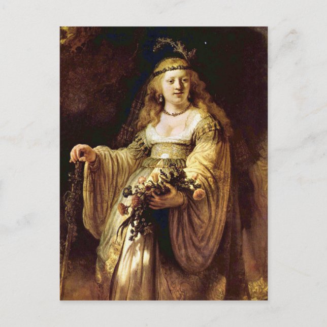 Portrait von Saskia als Flora von Rembrandt Postkarte (Vorderseite)