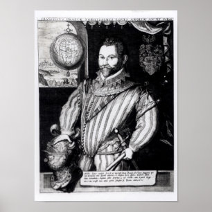Portrait von Sir Francis Drake Poster