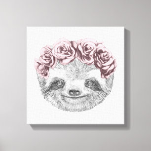 Portrait von Sloth  Blumenkopf Leinwanddruck