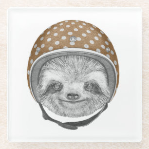 Portrait von Sloth  Motorradhelm Glasuntersetzer
