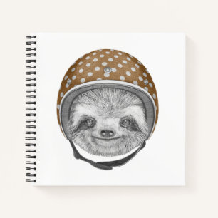Portrait von Sloth Motorradhelm Notizbuch