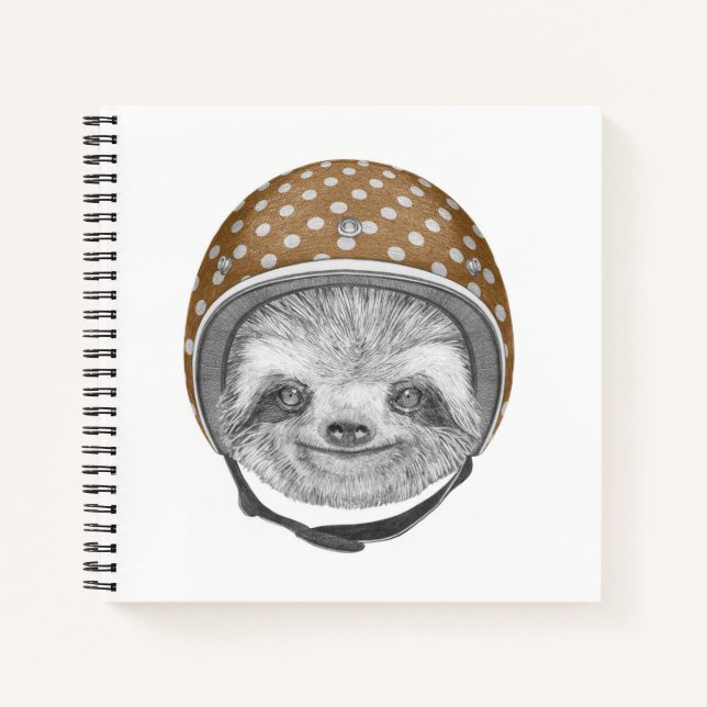 Portrait von Sloth | Motorradhelm Notizbuch (Vorderseite)