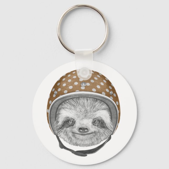 Portrait von Sloth | Motorradhelm Schlüsselanhänger (Vorderseite)