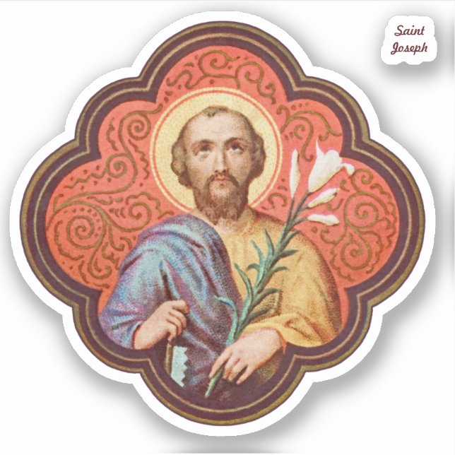 Portrait von St. Joseph in einer Oktofolie (TF 02) Aufkleber (Vorderseite)
