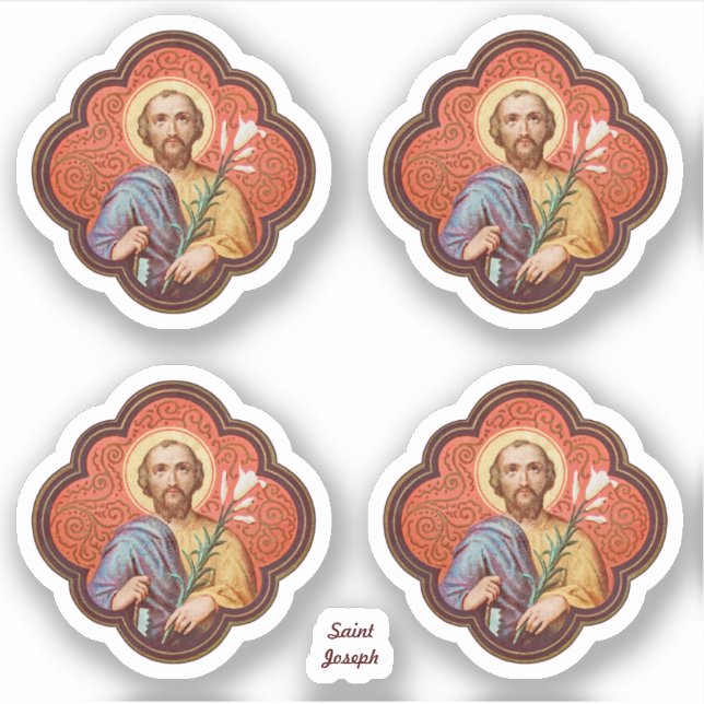 Portrait von St. Joseph in einer Oktofolie (TF 02) Aufkleber (Vorderseite)