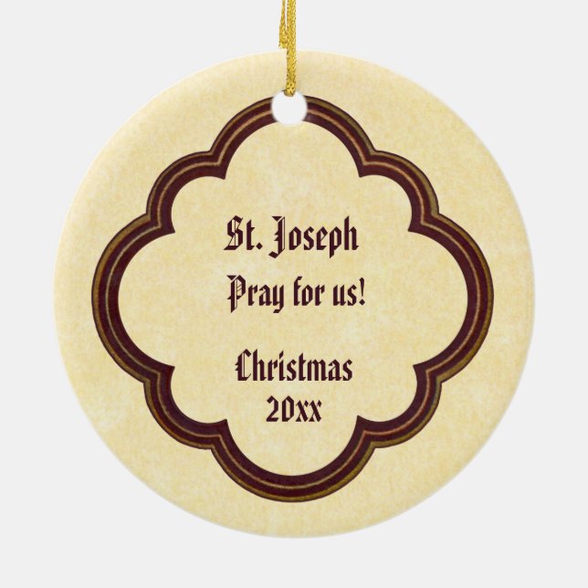 Portrait von St. Joseph in einer Oktofolie (TF 02) Keramik Ornament (Hinten)