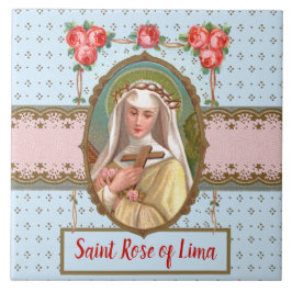 Portrait von St. Rose, vergewaltigt mit Rose (M 02 Fliese