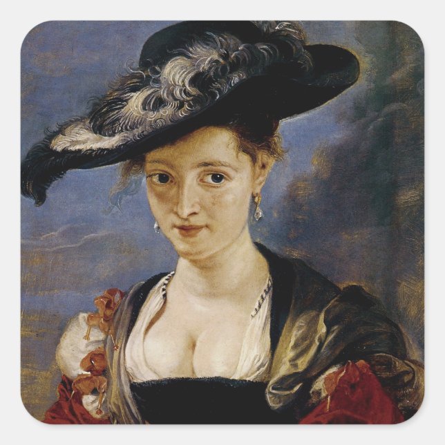Portrait von Suzanne Fourment Quadratischer Aufkleber (Vorderseite)