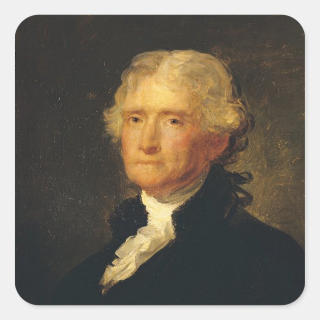 Portrait von Thomas Jefferson Quadratischer Aufkleber (Vorderseite)