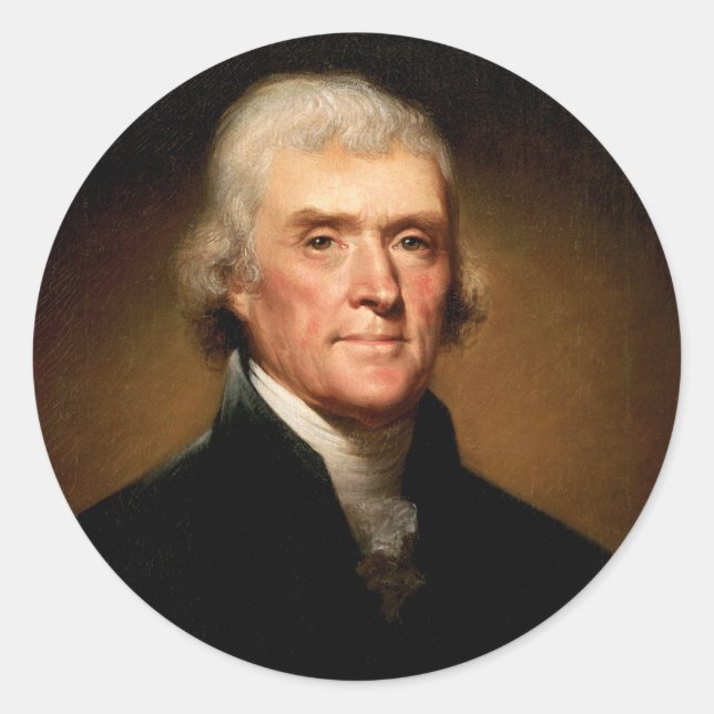 Portrait von Thomas Jefferson von Rembrandt Peale Runder Aufkleber (Vorderseite)