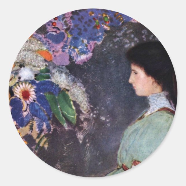Portrait von Violette Heymann von Odilon Redon Runder Aufkleber (Vorderseite)