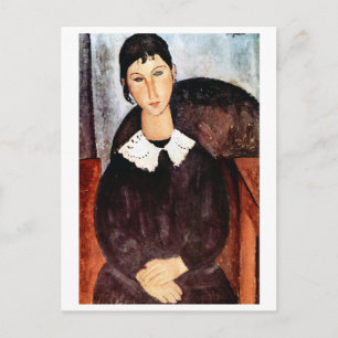 Portrait von weißem Collar, Modigliani Postkarte