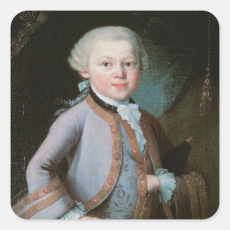 Portrait von Wolfgang Amadeus Mozart Quadratischer Aufkleber