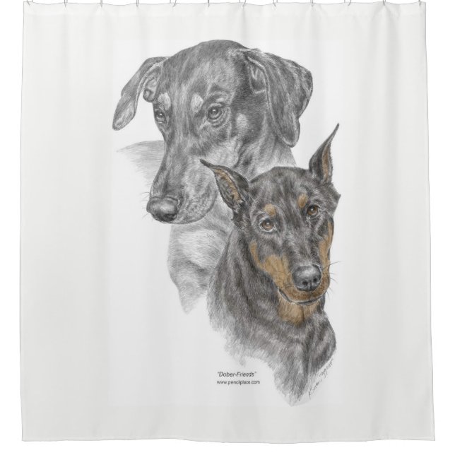 Portrait von zwei Dobermans Duschvorhang (Vorderseite)
