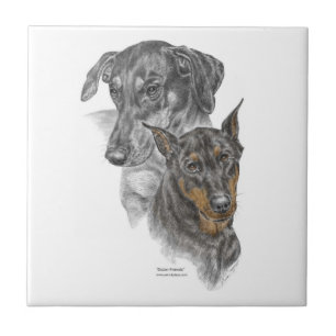 Portrait von zwei Dobermans Fliese
