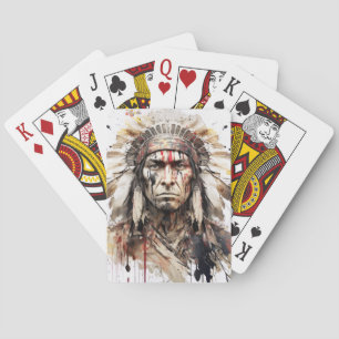 Portrait Warrior-Malerei eines Amerikanischen Urei Spielkarten