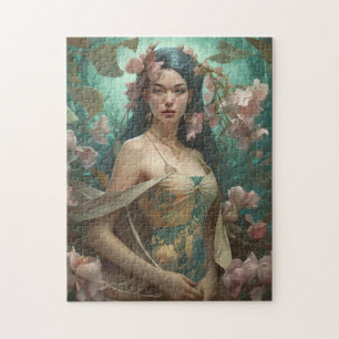 Portrait Woman im Jugendstil-Puzzle
