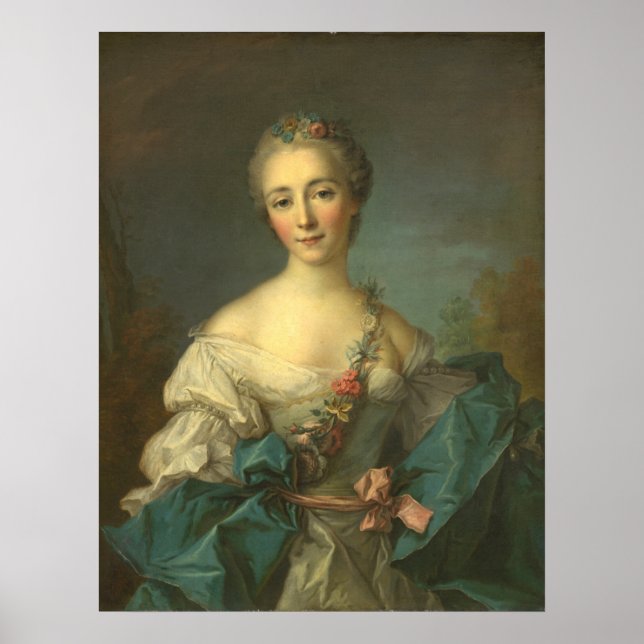 Portrait Young Woman - Jean-Marc Nattier Kunst Poster (Vorne)