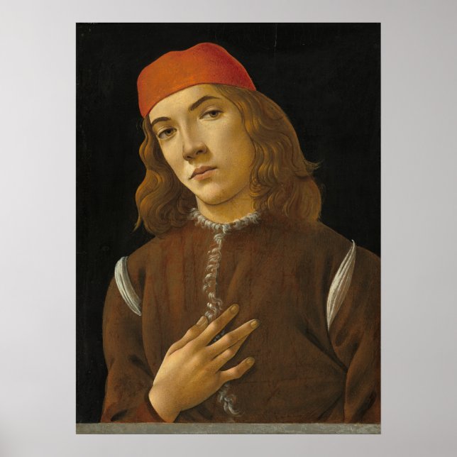 Portrait Youth - Sandro Botticelli Kunstgewerbe Poster (Vorne)