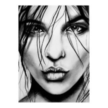 Portrait zeichnend Kunstdruck