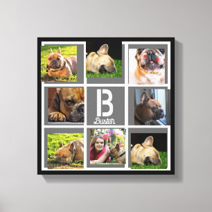 Portraitcollage Monogramm personalisiert grau Leinwanddruck