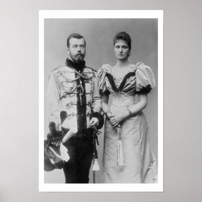 Portraitfoto von Zar Nikolaus II (1868-1918) Poster (Vorne)