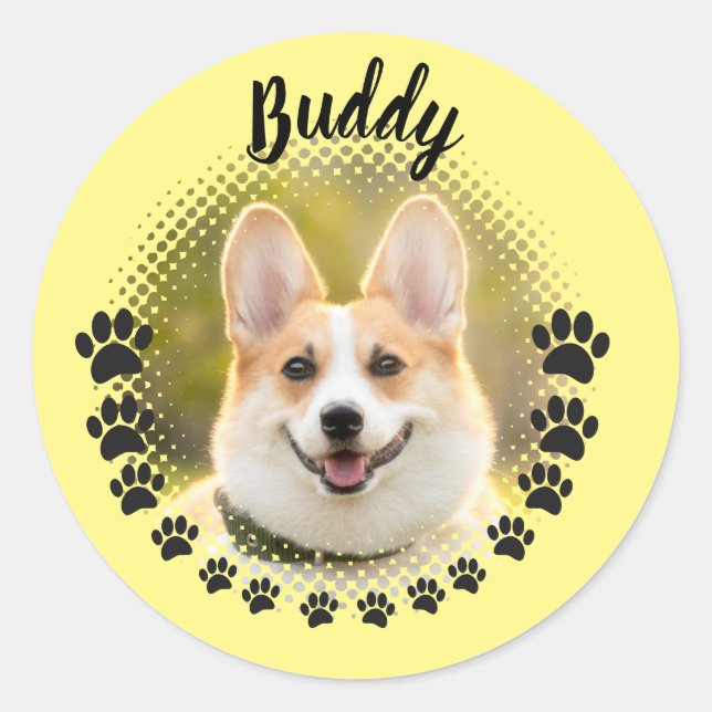 Portraitname für benutzerdefinierte Frame-Hunde Runder Aufkleber (Vorderseite)