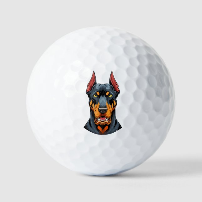 Portraits of a head Doberman dog front view Golfball (Vorderseite)