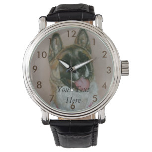 Porträt braunen und weißen Akita-Hundes Armbanduhr