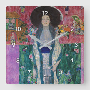 Porträt der Adele Bloch-Bauer, Gustav Klimt Quadratische Wanduhr