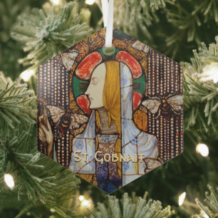 Porträt der hl. Gobnait, Patronin der Bienen, Ornament Aus Glas