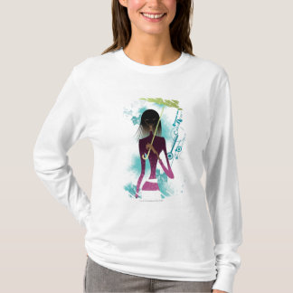 Porträt der jungen Frau Geldbeutel und Regenschirm T-Shirt