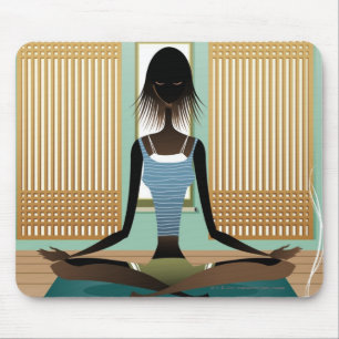 Porträt der jungen Frau Yoga tuend Mousepad