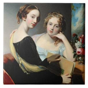 Porträt der McEuen Schwestern, nach 1823 Fliese