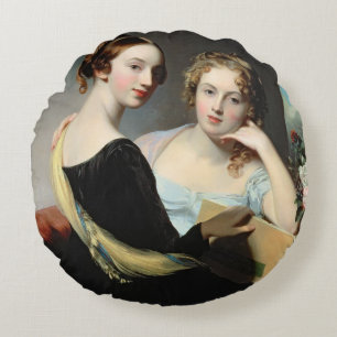 Porträt der McEuen Schwestern, nach 1823 Rundes Kissen