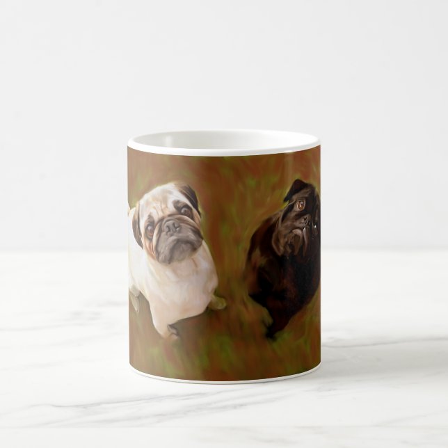 Porträt der Mops Aquarellkunst Kaffeetasse (Mittel)