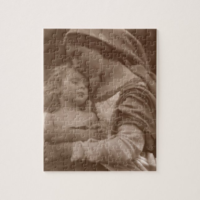 Porträt der Mutter und des Kindes (Sepia-Foto) (Vertikal)