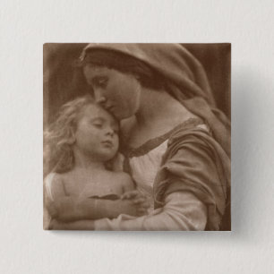 Porträt der Mutter und des Kindes (Sepia-Foto) Button