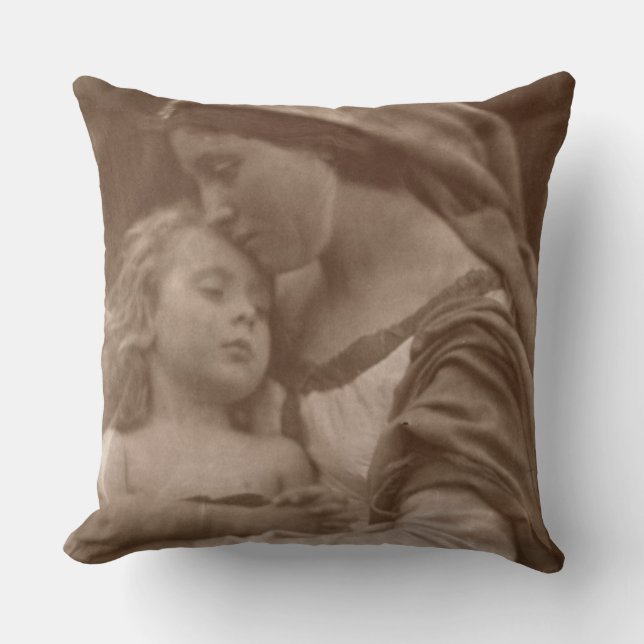 Porträt der Mutter und des Kindes (Sepia-Foto) Kissen (Vorderseite)