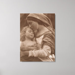 Porträt der Mutter und des Kindes (Sepia-Foto) Leinwanddruck