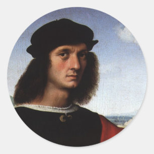 Porträt des Agnolo Doni von Raffael Sanzio Runder Aufkleber