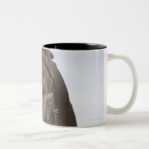 Porträt des braunen Pferds Zweifarbige Tasse
