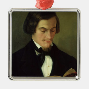 Porträt des Dichters Heinrich Heine 1842 Silbernes Ornament